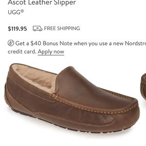 Men’s Ugg Ascot slippers in tan leather BRAND NEW size 10